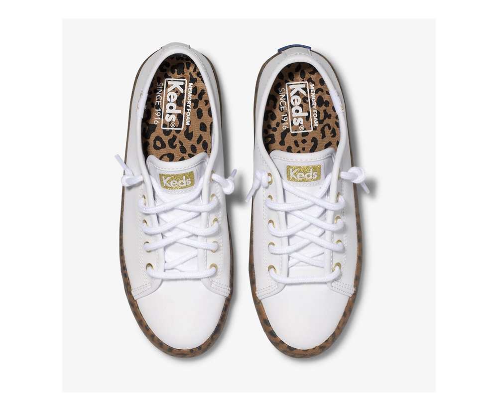 Keds Sneaker Kinder Weiß - Kickstart Leopard Foxing - EOM-832459
